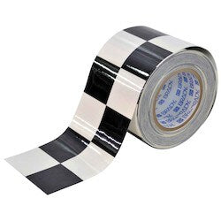 Brady Corporation 121915 | Toughstripe Floor Marking Tape Roll - Polyester, Checkered, Black On White, 4" X 100’