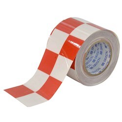 Brady Corporation 121918 | Toughstripe Floor Marking Tape Roll - Polyester, Checkered, Red On White, 4" X 100’