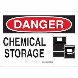 Brady Corporation 131748 | Danger Chemical Storage With Pictogram Sign, 10" H X 14" W X 0.035" D, Aluminum