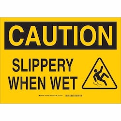 Brady Corporation 132064 | Caution Slippery When Wet With Pictogram Sign, 7" H X 10" W X 0.006" D, Polyester