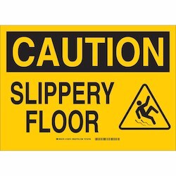 Brady Corporation 132075 | Caution Slippery Floor With Pictogram Sign, 10" H X 14" W X 0.1" D, Fiberglass