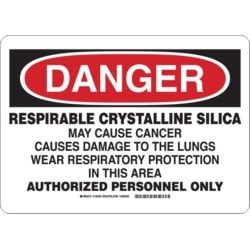 Brady Corporation 149440 | Danger Silica Sign, English, Outdoor, Non-Reflective, 7" H X 10" W, Rectangle, Polystyrene