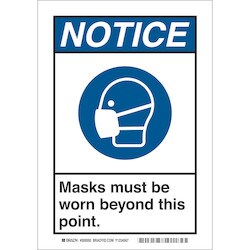 Brady Corporation 170698 | Masks Must Be Worn Sign Polyester With Overlaminate 14 In H X 10 In W Bl/Wh