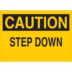 Brady Corporation 42452 | Caution Step Down Sign, 7" H X 10" W X 0.035" D, Aluminum