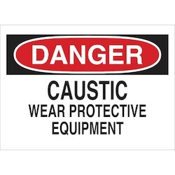 Brady Corporation 22310 | Danger Caustic Wear Protective Equipment Sign, 10" H X 14" W X 0.06" D, Polystyrene