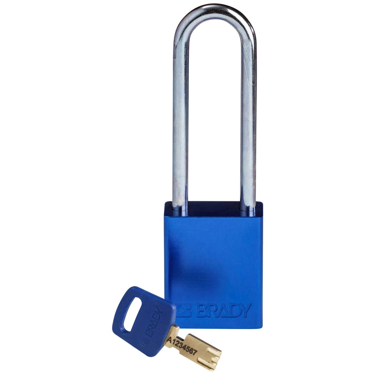 Brady Corporation ALU-BLU-76ST-KD | SafeKey Lockout Padlock Aluminum Blue 3.0 in. Steel Shackle, Keyed Different