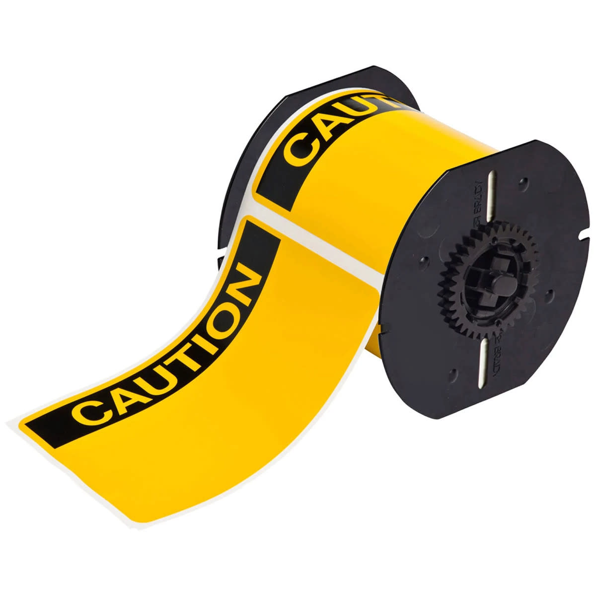 Brady Corporation B30-25-595-OSHACA | B30 Series Indoor/Outdoor Vinyl Labels with Header, 4" H x 6" W, Roll of 175 Labels, Black on Yellow