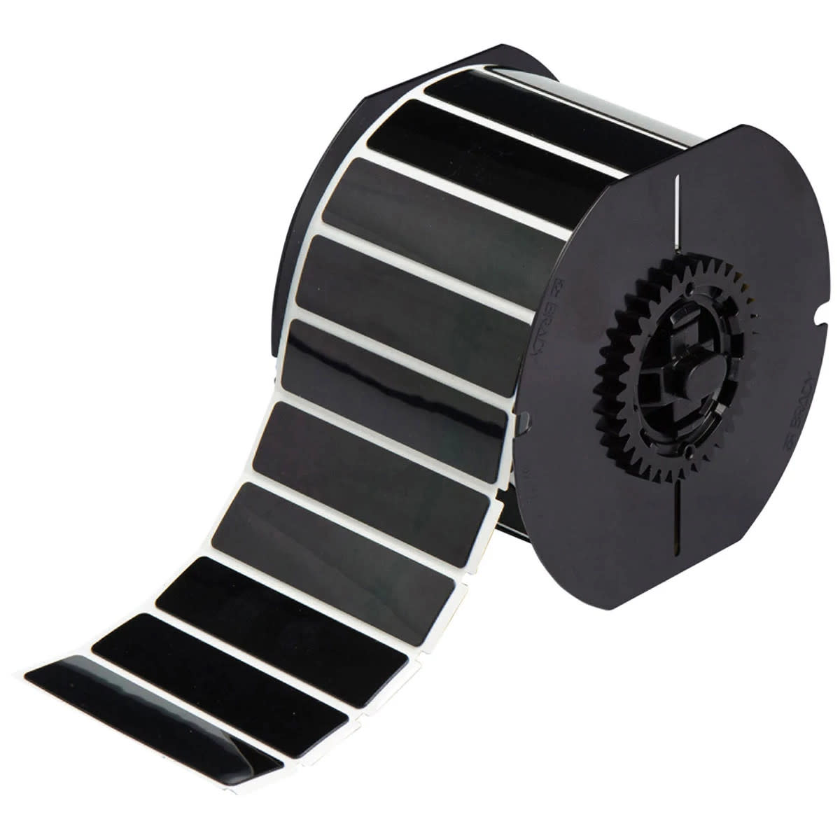 Brady Corporation B30EP-175-593-BK | B30 Series Raised Panel Polyester Labels, 0.75" H x 3" W, Roll of 375 Labels, Black