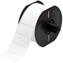 Brady Corporation B33-17-483 | Identification Label, Ultra Aggressive Rubber Adhesive, Rectangle, 2" Width X 1" Height, Polyester, Gloss White, 1 Per Row, 1500 Per Roll, For Textured Surface