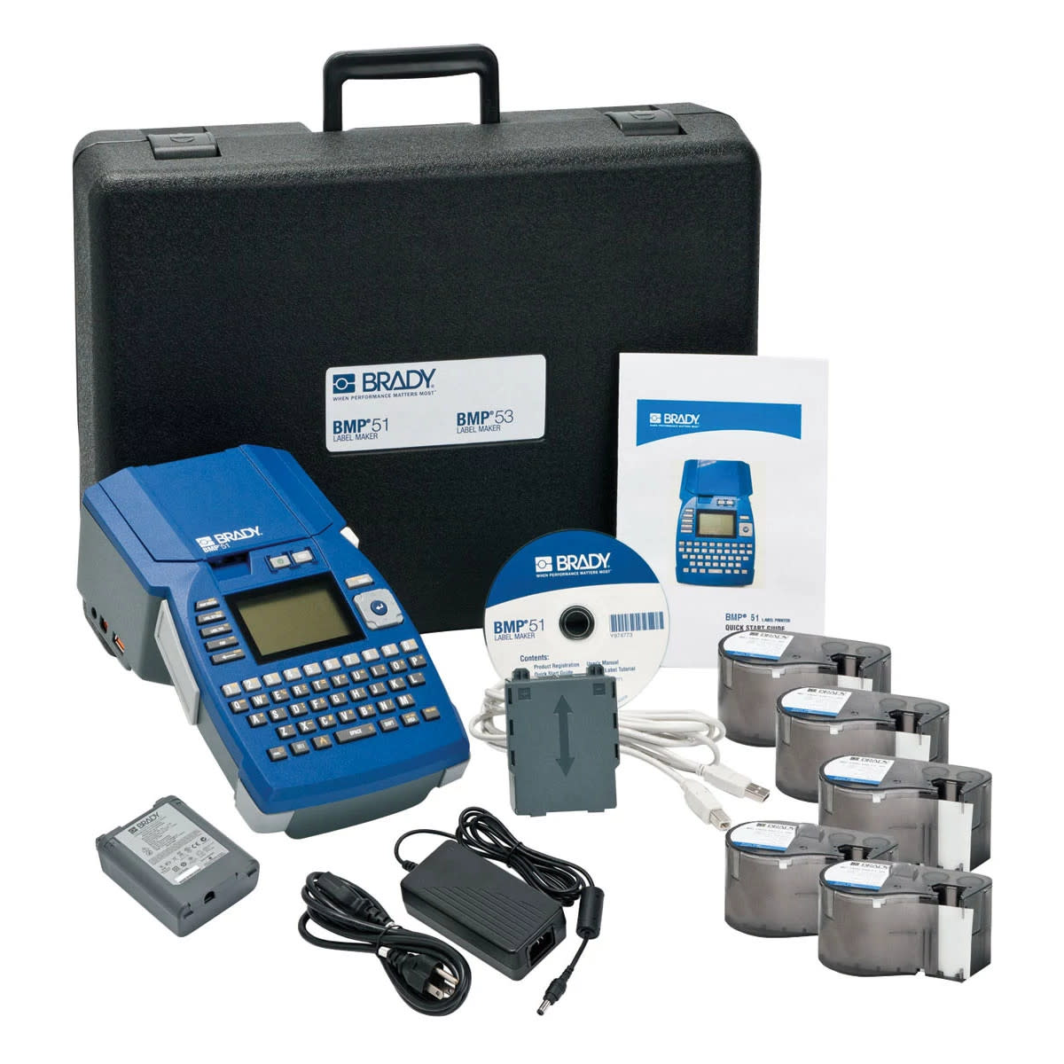 Brady Corporation BMP51-KIT-GI | BMP51 Series, Label Printer Facility Identification Starter Kit, LCD Display, 10.3 H x 6 W x 3.6 D in.