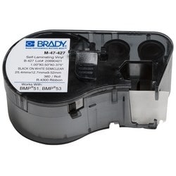 Brady Corporation M-47-427 | M-Series Label Maker Cartridge, Black/White, 1 in. L, 3/8 in. (Print)
