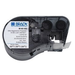 Brady Corporation M-60-483 | Printer Labels, Polyester, White, 1 in L, 50.8 mm W