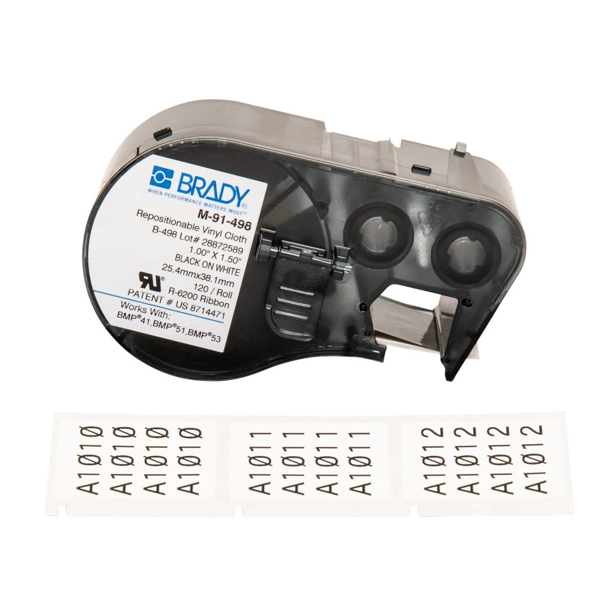 Brady Corporation M-91-498 | Printer Labels, Cloth, White, 1.5 in L, 38.1 mm W