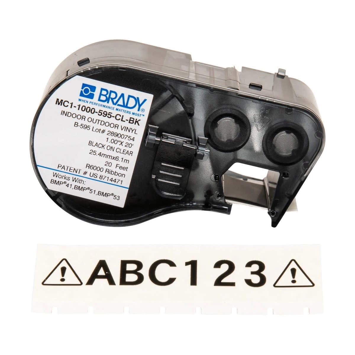Brady Corporation MC1-1000-595-CL-BK | Label Maker Cartridge, Black/Clear, 20 ft.