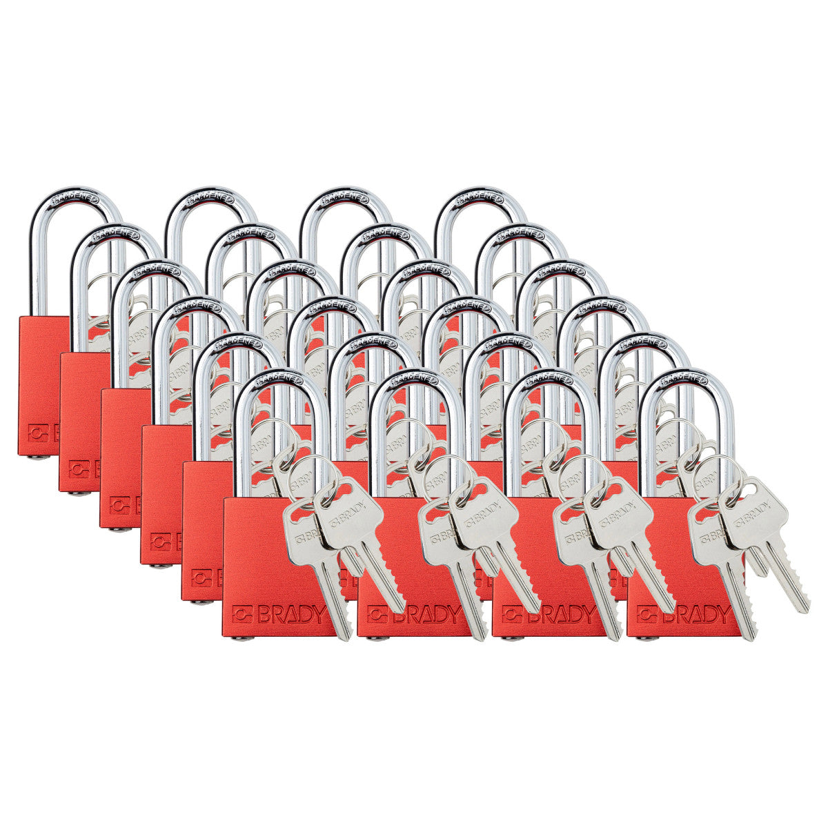 Brady Corporation SDAL-RED-38ST-KD24 | Safety Lockout Padlock Aluminum 1.5 in Steel Shackle Red Keyed Different 24/PK