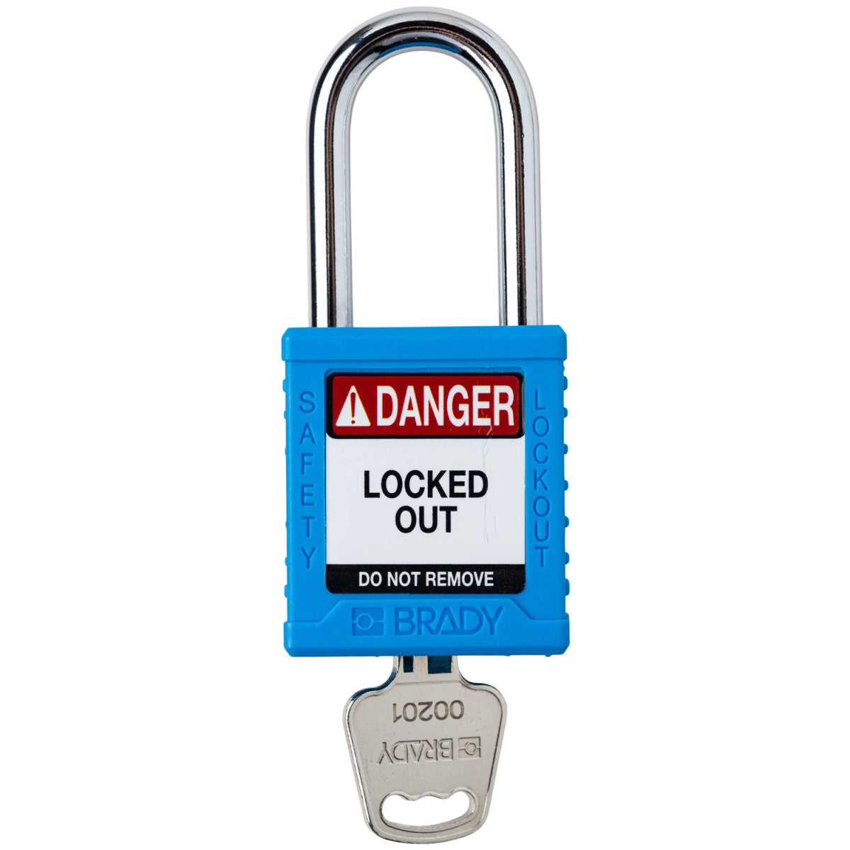 Brady Corporation SDPL-BLU-38ST-KD | Safety Lockout Padlock Plastic 1.5 in Steel Shackle Blue Keyed Different