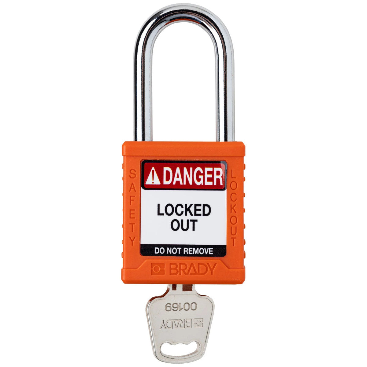 Brady Corporation SDPL-ORG-38ST-KD | Safety Lockout Padlock Plastic 1.5 in Steel Shackle Orange Keyed Different