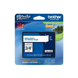 Brother Mobile Solutions TZE243 | Blue on White 18 mm Tape for P-touch, 8 m