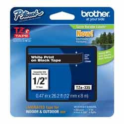 Brother Mobile Solutions TZE335 | White on Black 12 mm Tape for P-touch, 8 m
