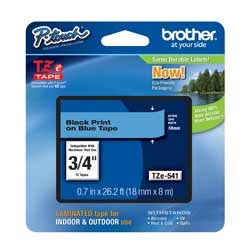 Brother Mobile Solutions TZE541 | 18mm (0.7") Black on Blue tape for P-Touch 8m (26.2 ft)