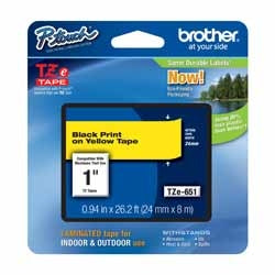 Brother Mobile Solutions TZE651 | Black on Yellow 24 mm Tape for P-touch, 8 m