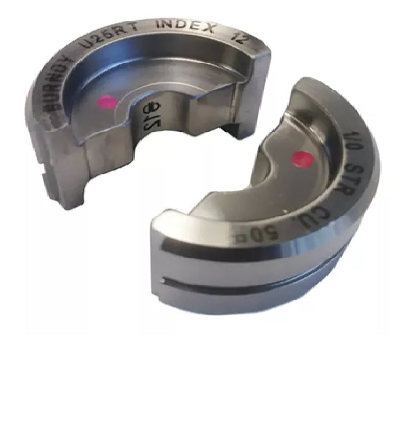 Burndy U25RT | Stainless Steel Circular Butting Twin U Die, 1/0 AWG Stranded Copper, Pink, Index 12
