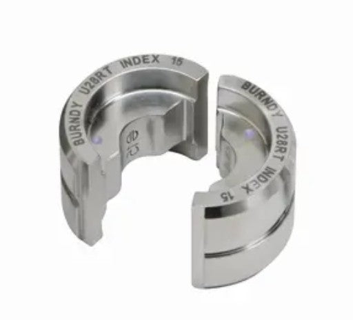 Burndy U8CABT | Stainless Steel Hexagonal Butting Twin U Die, #6 Stranded Copper, #8 Stranded Aluminum, Blue, Index 374
