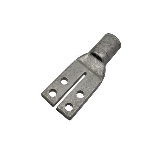 Burndy YA27L4TCG1 | Copper Compression Terminal, Standard Barrel, 4-Hole Split Pad