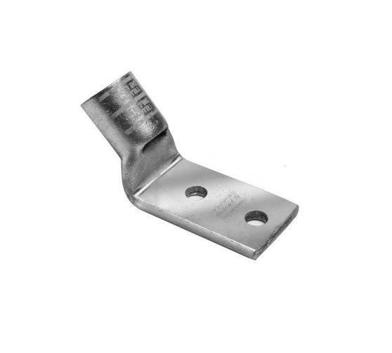 Burndy YAV28L2TC38FX45 | Copper Compression Terminal, 2-Hole, 3/8 in. Stud, 1 in. Spacing, Standard Barrel, 45°