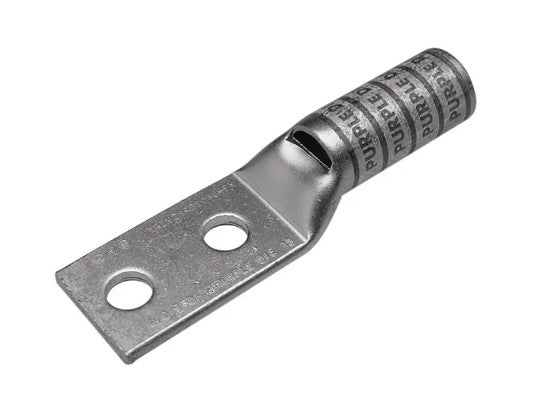 Burndy YAZ262TC38E16 | Compression Terminal, 2/0 AWG Copper, 2-Hole, 3/8 in. Stud, 1-3/4 in. Spacing, Long Barrel