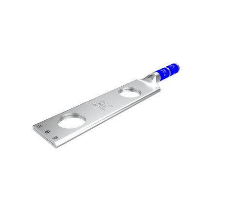 Burndy YAZ2C2N | Copper Compression Terminal, 2 AWG, 2-Hole, 1/2 in. Stud, 1-3/4 in. Spacing, Long Barrel