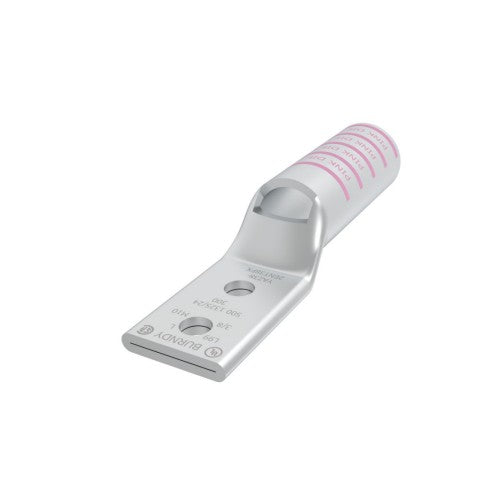 Burndy YAZ382ENT38FX | Copper Compression Terminal, 500 Flex, 2-Hole, 3/8 in. Stud, Long Barrel, Narrow Tongue