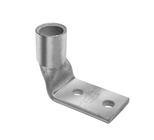 Burndy YAZ8C2TC1490 | Copper Compression Terminal, 8 AWG, 2-Hole, 1/4 in. Stud, 5/8 in. Spacing, Long Barrel, 90°