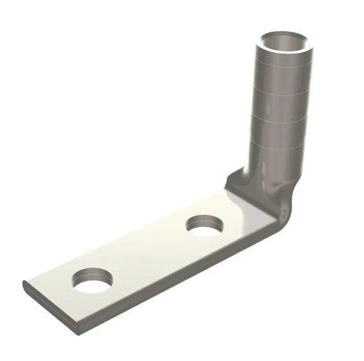 Burndy YAZV252TC14FX90 | Copper Compression Terminal, 2-Hole, 1/4 in. Stud, 5/8 in. Spacing, Long Barrel