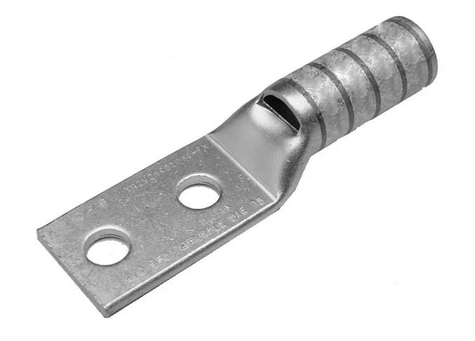 Burndy YAZV4C2NT10FX | Compression Terminal, 4 AWG Weld, 4 AWG Code, 2-Hole, #10 Stud, 5/8 in. Spacing, Long Barrel
