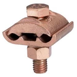 Burndy GC4C4C | 264163 | Mechanical Grounding Connector, 2 Cable to 1/4 Inch Thick Bar, 8 AWG (Sol)- 4 AWG (STR), 3/8 Inch Stud