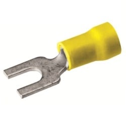 Burndy TP106F | Copper Terminal, fork Tongue, 12-10 AWG, 4-6 Stud, Vinyl Insulated, Tin Plated