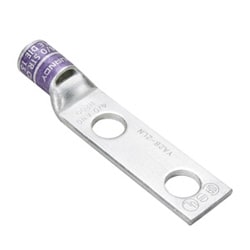Burndy YA252LN | 502290 | Hylug, Lug, Compression, Copper, 1/2 Inch, 2 Holes, 1/0 AWG, Pink