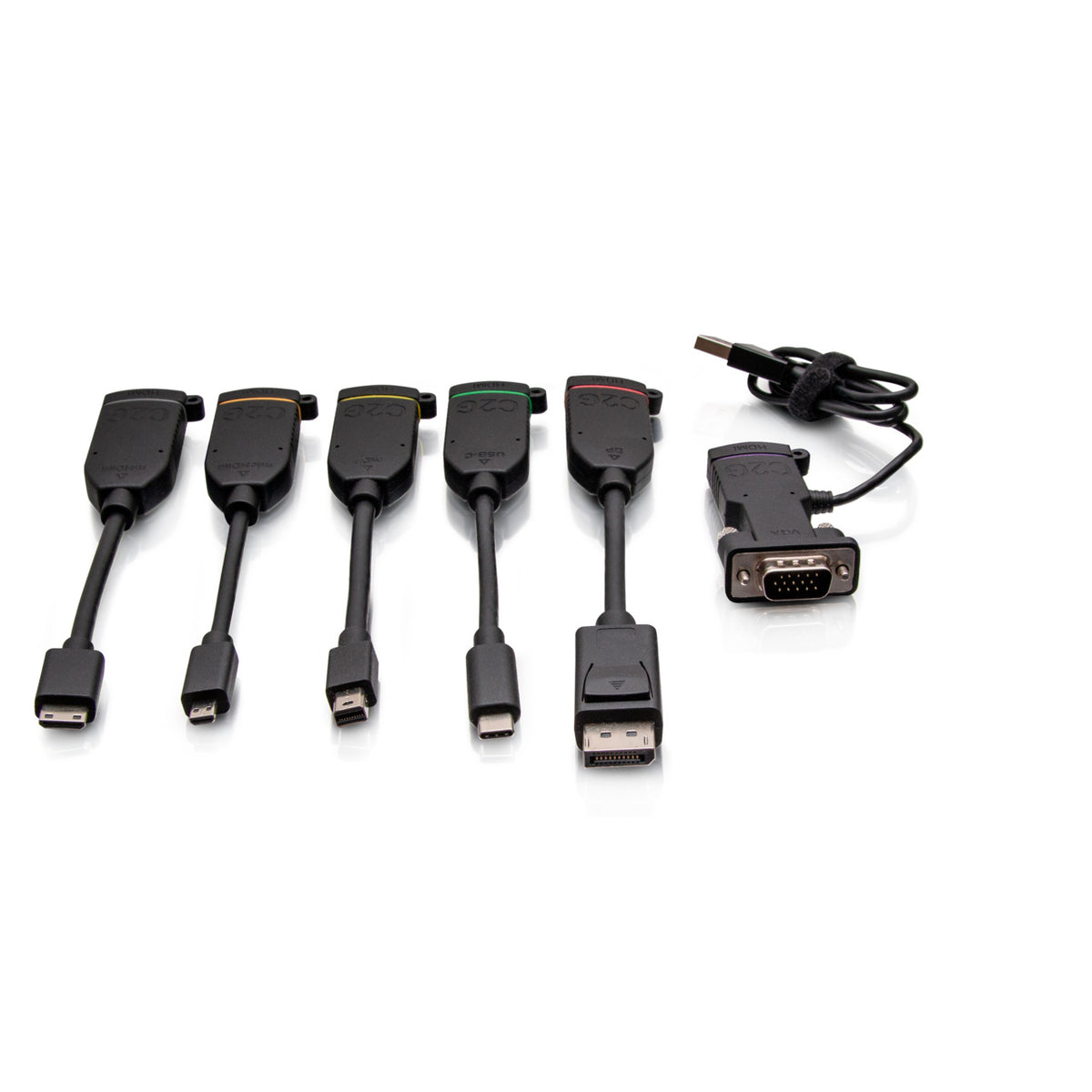 C2G C2G30278 | Universal 4K HDMI Dongle Adapter Ring Including Color Coded Mini DisplayPort, DisplayPort, USB-C, Mini HDMI, Micro HDMI