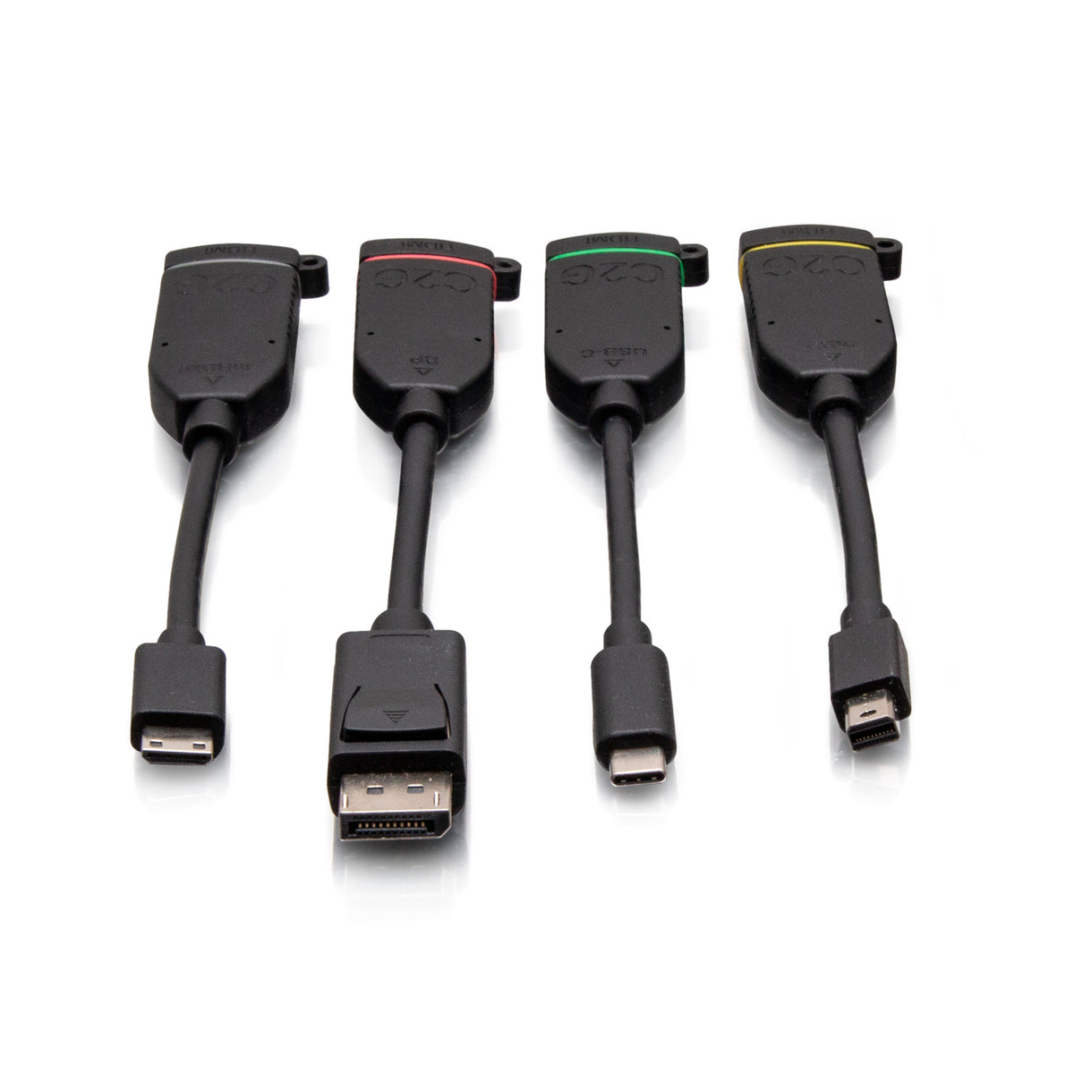 C2G C2G30280 | Universal 4K HDMI Dongle Adapter Ring Including Color Coded Mini DisplayPort, DisplayPort, USB-C, and Mini HDMI Adapters