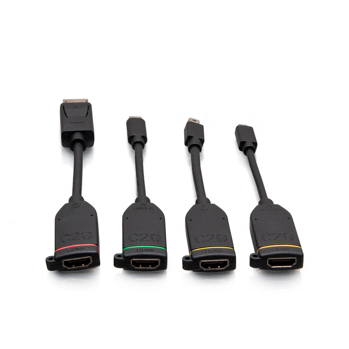 C2G C2G30288 | Universal 4K HDMI Dongle Adapter Ring with Color Coded Mini DisplayPort, DisplayPort, USB-C, and Micro HDMI
