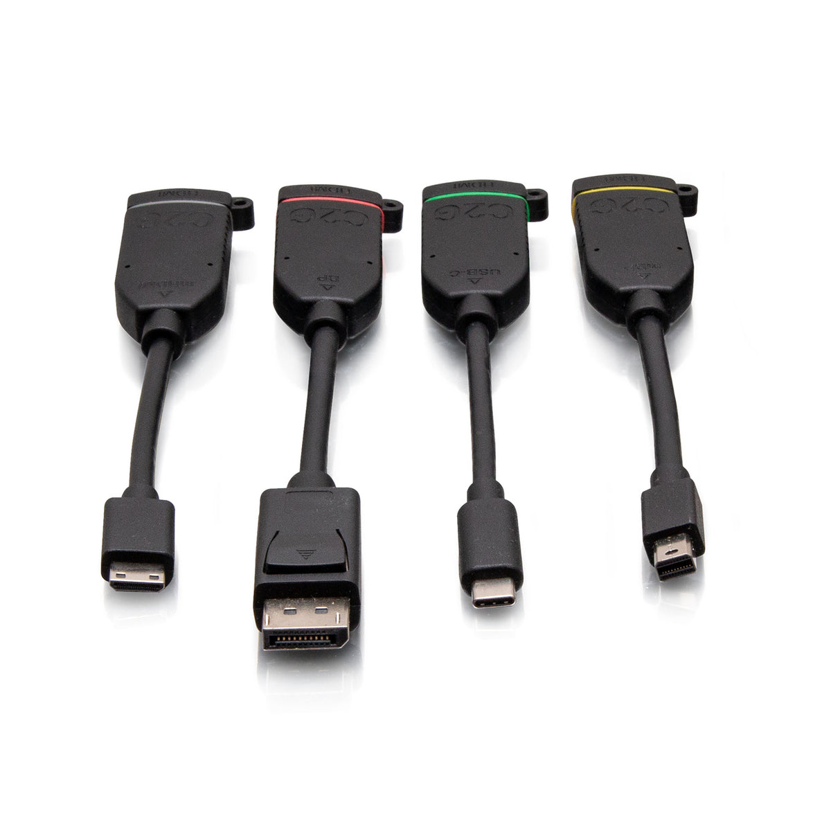 C2G C2G30289 | Universal 4K HDMI Dongle Adapter Ring with Color Coded Mini DisplayPort, DisplayPort, USB-C, and Mini HDMI