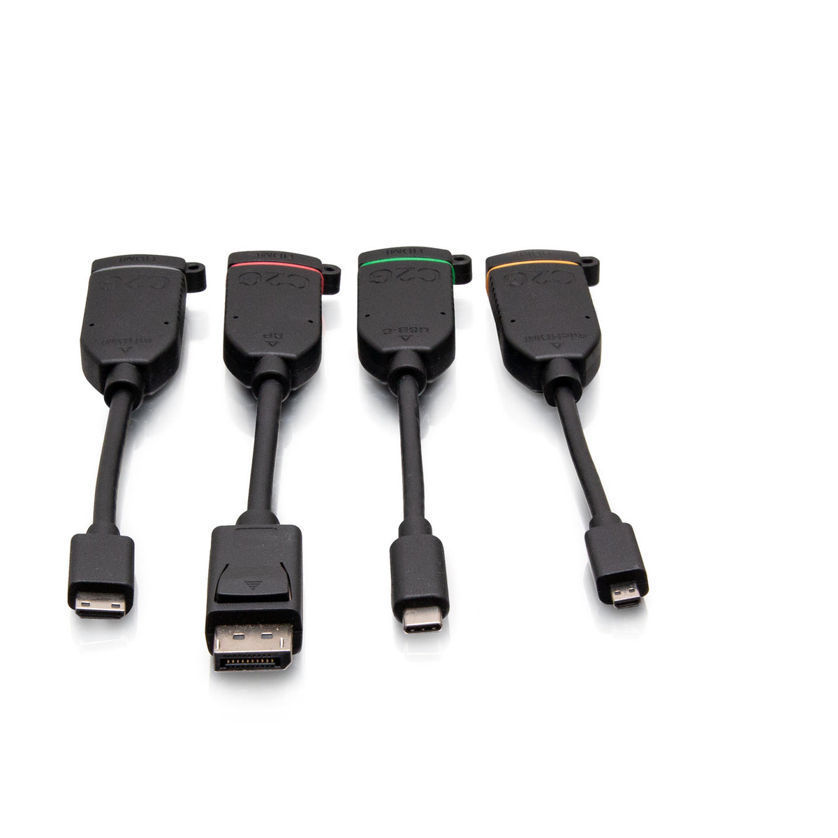 C2G C2G30291 | Universal 4K HDMI Dongle Adapter Ring with Color Coded DisplayPort, USB-C, Mini HDMI, and Micro HDMI