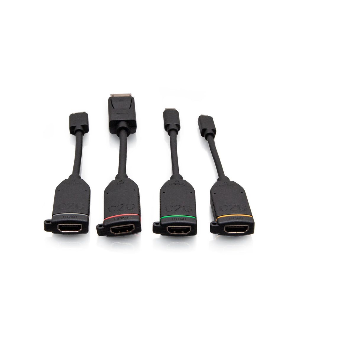 C2G C2G30291 | Universal 4K HDMI Dongle Adapter Ring with Color Coded DisplayPort, USB-C, Mini HDMI, and Micro HDMI