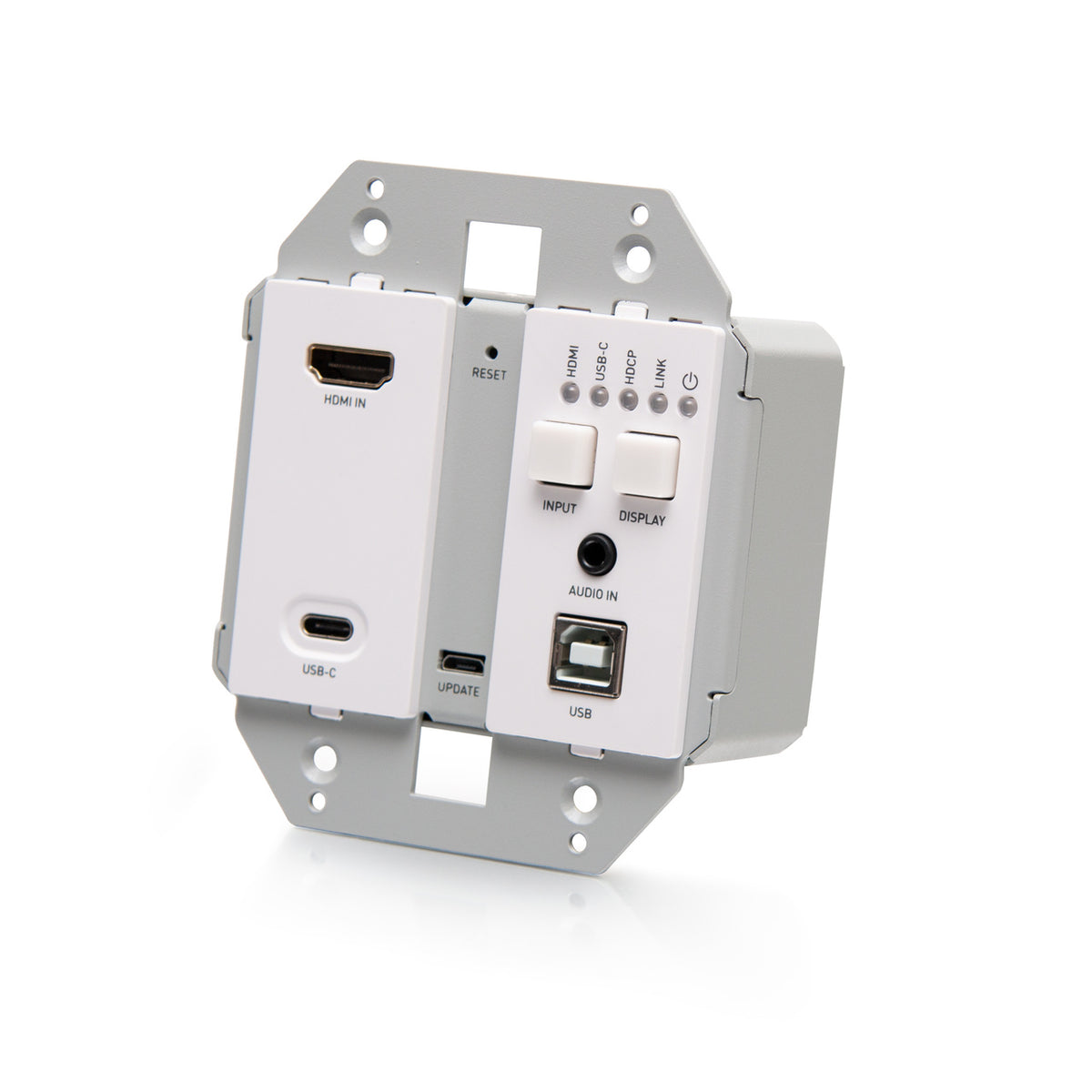 C2G C2G31011 | HDMI HDBaseT + USB-C, 3.5mm, and USB-B to A over Cat Extender Wall Plate Transmitter to Box Receiver - 4K 60Hz