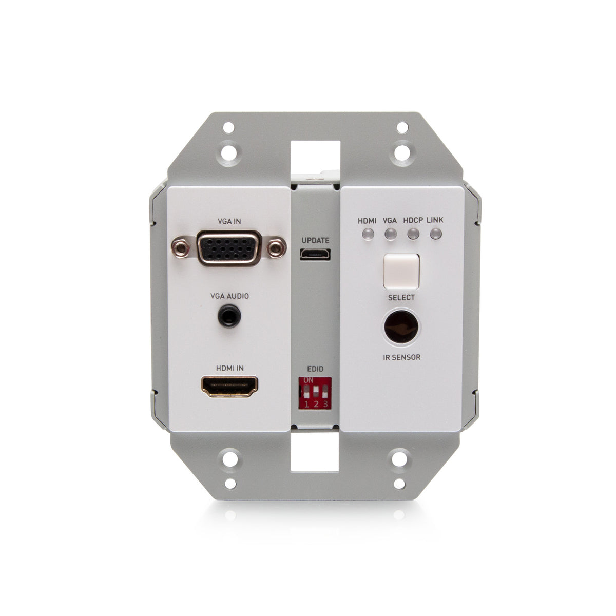 C2G C2G31017 | HDMI HDBaseT + VGA , 3.5mm, RS232, and IR over Cat Extender Dual Gang Wall Plate Transmitter - 4K 60Hz