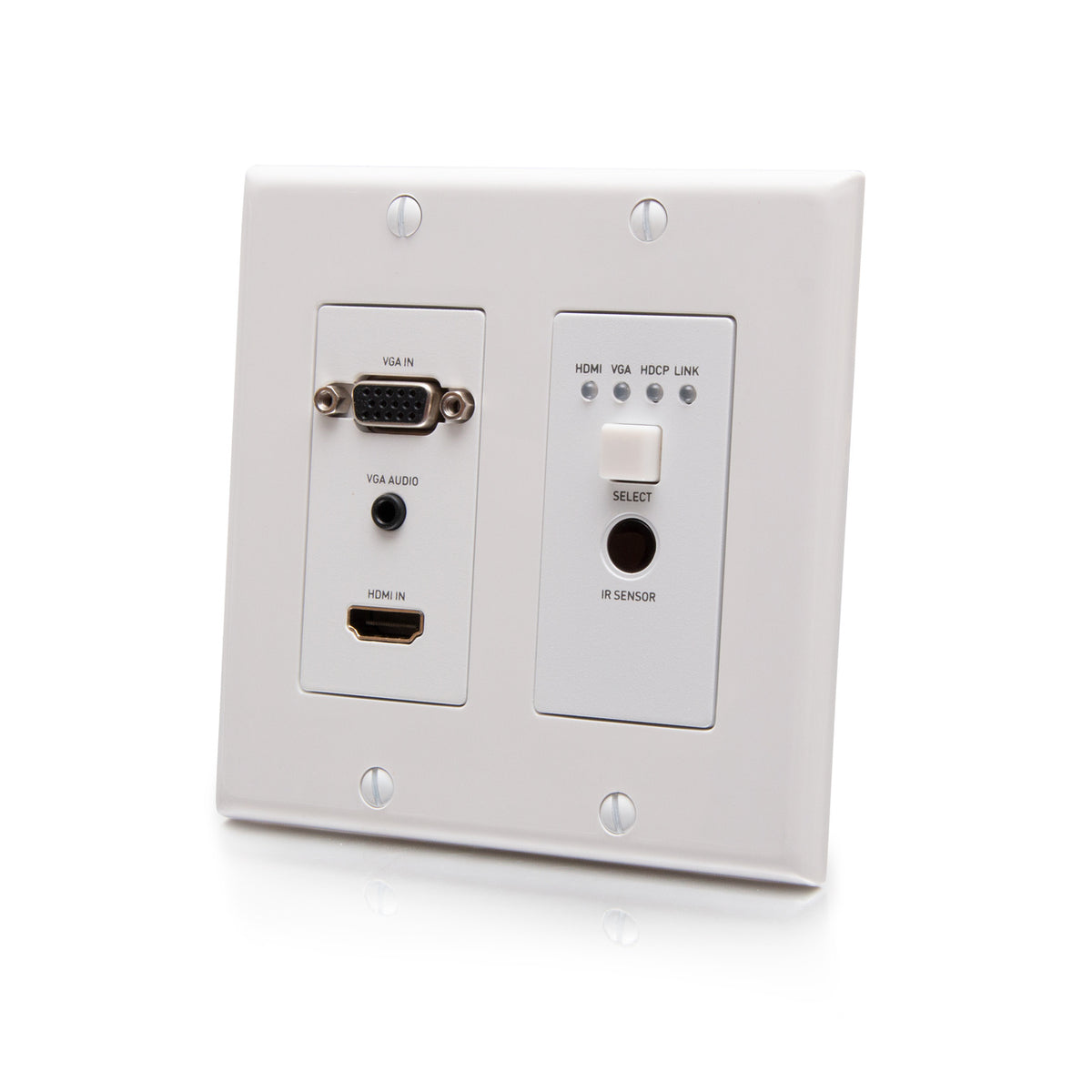 C2G C2G31017 | HDMI HDBaseT + VGA , 3.5mm, RS232, and IR over Cat Extender Dual Gang Wall Plate Transmitter - 4K 60Hz