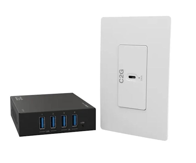 C2G C2G54269 | Superbooster 1-Port USB over Cat6a Wall Plate to 4-Port USB-Box Extender Kit