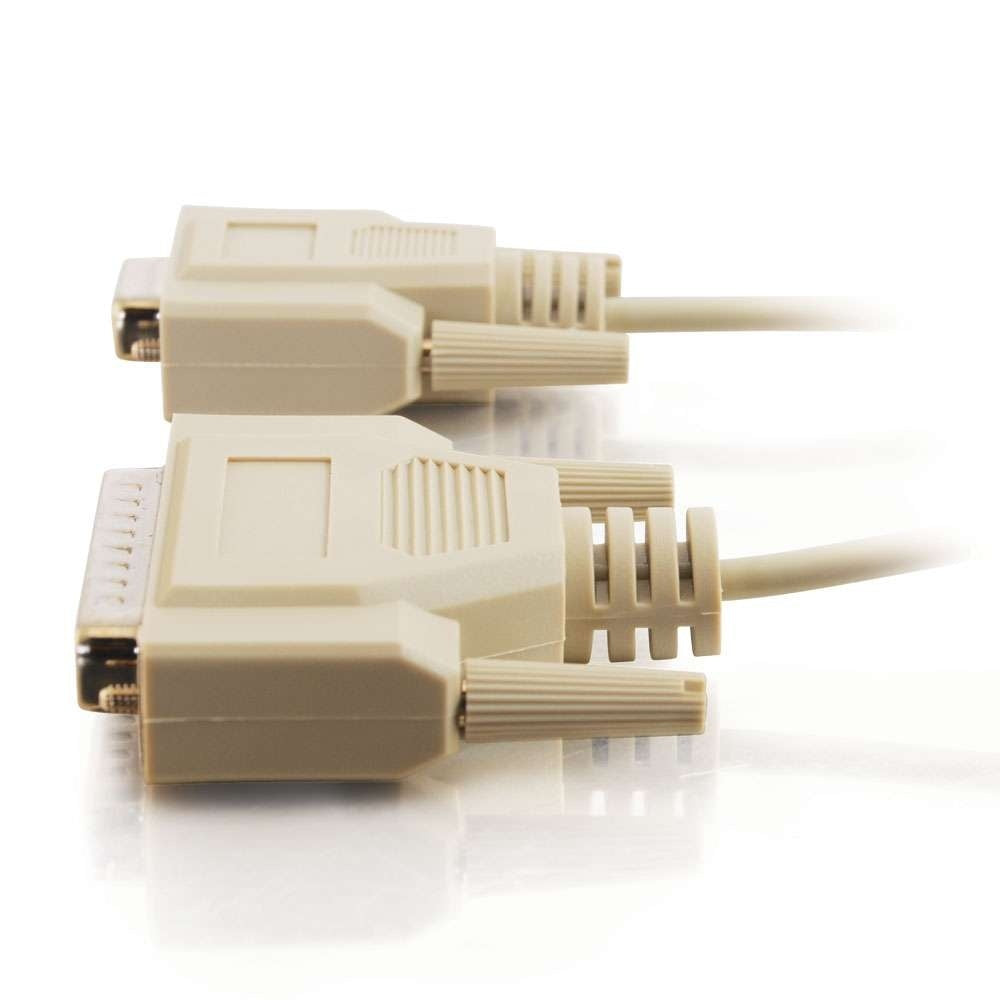 C2G CG03023 | 25ft (7.6m) DB25 Male to DB9 Female Serial RS232 Null Modem Cable