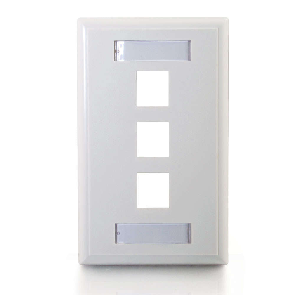 C2G CG03412 | Three Port Keystone Single Gang Wall Plate - White